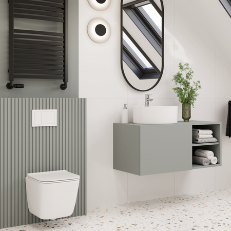 Zestaw stelaż podtynkowy Cersanit do WC z przyciskiem (czarny mat) + miska WC z deską Invena S179