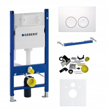 Zestaw 3w1 stelaż podtynkowy do WC Geberit z przyciskiem Delta 25 (biały-alpin) + mata S085