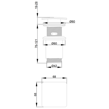 Invena mosiężny korek click-clack, chrom SC-B1-140-L