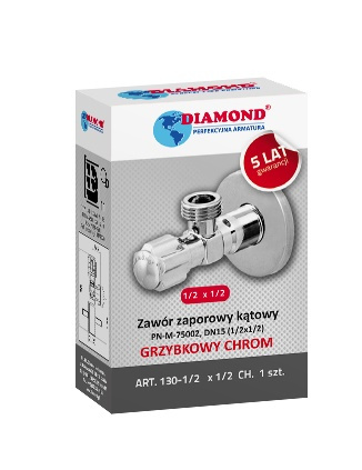 Diamond zawór zaporowy kątowy grzybkowy chromowany 1/2"x3/8" ART_130-1/2X3/8.CH