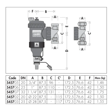 Caleffi separator zanieczyszczeń z podwójnym magnesem 1” DirtmagPro 545706