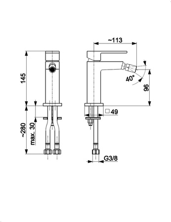 KFA bateria bidetowa stojąca Logon, brushed light gold PVD + click clack 5137-015-39