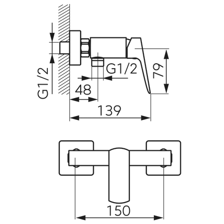 Ferro bateria natryskowa ścienna VITTO GOLD VERDELINE, złoty BVI7VLG