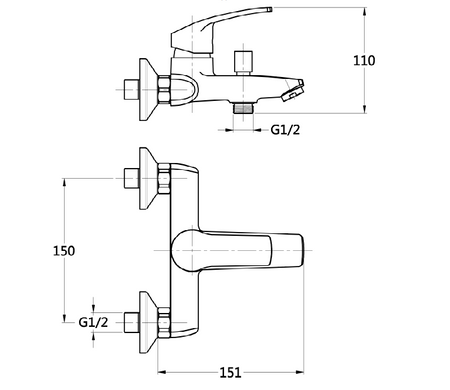 Invena bateria wannowa Malta, chrom BW-27-001-A