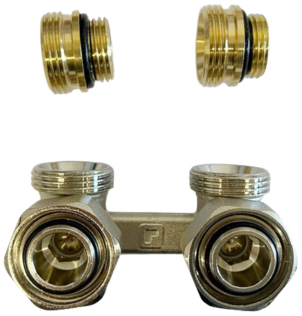 Honeywell podwójny zawór przyłączeniowy kątowy 1/2" GW (z nyplami 1/2"x3/4") V2495EY015A