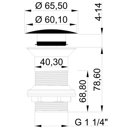 Invena ceramiczny korek click-clack bez przelewu, czarny półmat SC-B1-CBP-W