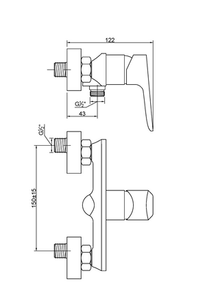 Invena bateria natryskowa Dokos biały/chrom BN-19-002-V