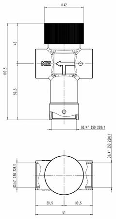 Caleffi regulowany termostatyczny zawór mieszający GW 3/4" 520540
