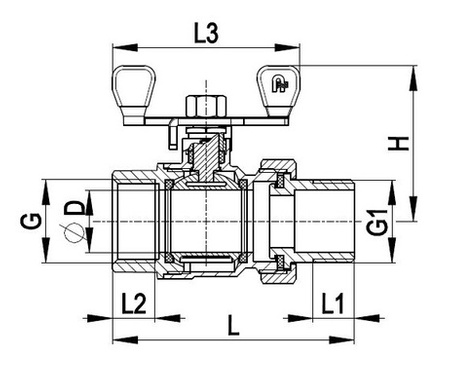 KFA zawór kulowy wodny ze śrubunkiem z motylkiem 1/2" 700-221-15