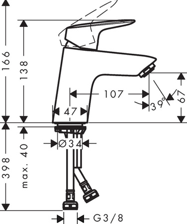 Hansgrohe logis bateria umywalkowa 70 bez kompletu odpływowego 71071000