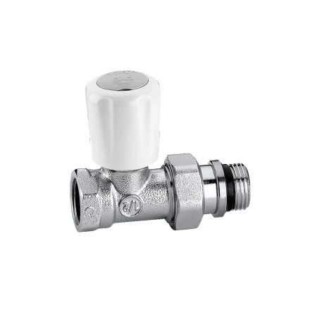Caleffi prosty grzejnikowy zawór termostatyczny z pokrętłem, przystosowany do montażu głowic termostatycznych, elektronicznych i siłowników termoelektrycznych 3/4" bez uszczelki 402500