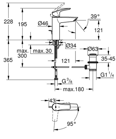 Grohe bateria umywalkowa Eurosmart rozmiar M czarny mat 23393243E