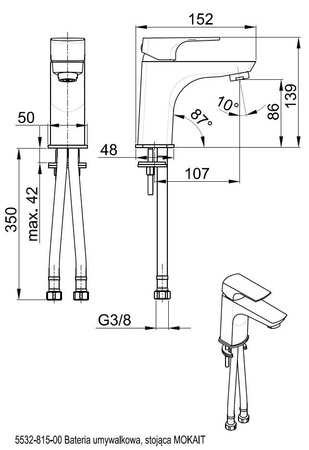 KFA bateria umywalkowa stojąca Mokait 5532-815-00