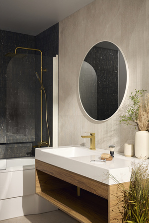 KFA bateria umywalkowa stojąca Logon, brushed light gold PVD + click clack 5132-815-39