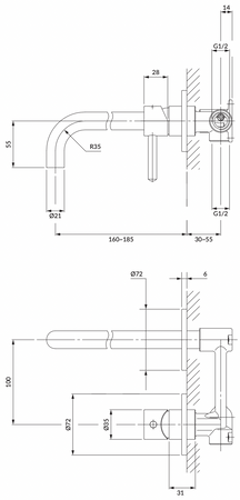 Omnires bateria umywalkowa podtynkowa Y chrom Y1215HCR