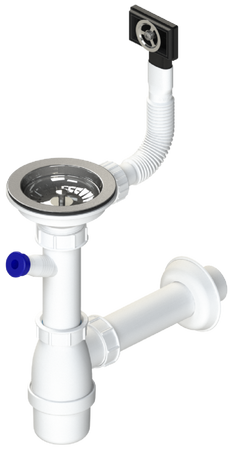 Instadrain syfon zlewozmywakowy fi 90 mm butelkowy, 1-komora, z wyjściem do pralki/zmywarki 2663