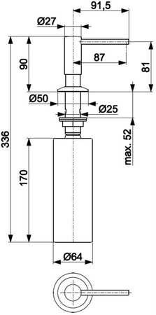 KFA dozownik płynu do naczyń, gun metal grey PVD 990-100-61