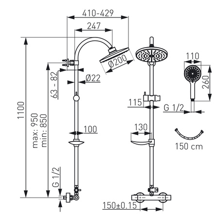 Ferro TRINITY zestaw natryskowy NP71 z baterią termostatyczną TRM7U NP71-TRM7U
