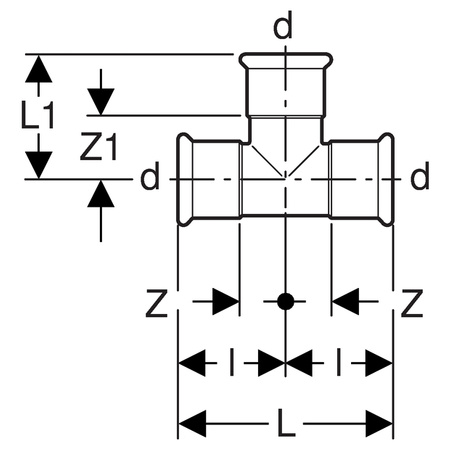 Geberit trójnik równoprzelotowy Mapress C-Stahl 18 21003