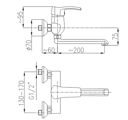KFA bateria KWARC zlewozmywakowa ścienna 4200-910-00
