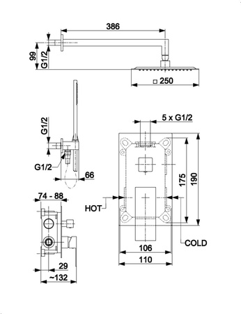 KFA zestaw natryskowy podtynkowy z baterią 3-funkcyjną Logon, gun metal grey PVD 5139-501-61