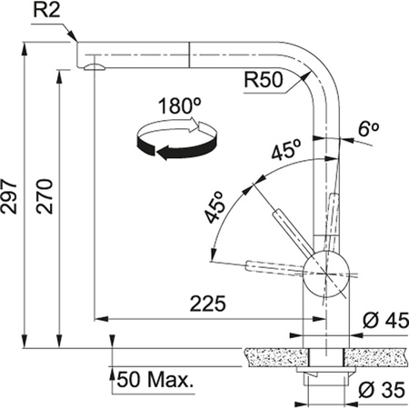 Franke bateria kuchenna z wyciąganą wylewką Atlas Neo pull-out, czarna stal szlachetna 115.0550.427