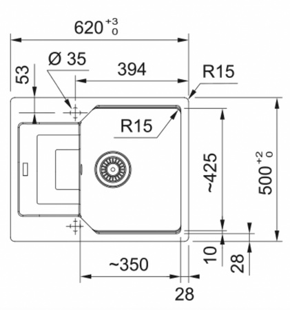 Franke zlewozmywak jednokomorowy wbudowywany Fragranite Urban UBG 611-62, onyx 114.0687.263