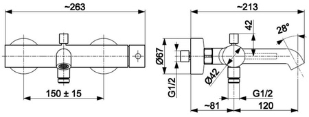 KFA bateria wannowa ścienna MOZA chrom 5034-020-00