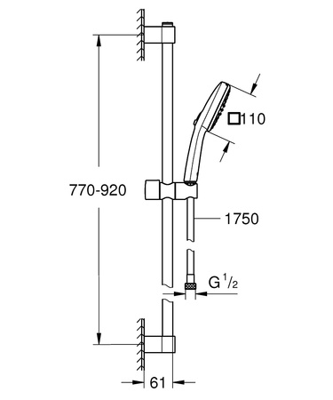 Grohe zestaw prysznicowy przesuwny Tempesta Cube 110 czarny mat 269082433