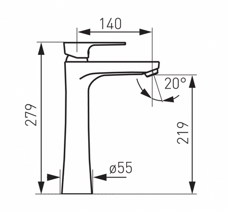Ferro bateria umywalkowa stojąca ALGEO SQUARE BLACK/CHROME, czarny/chrom BAQ2LBLC