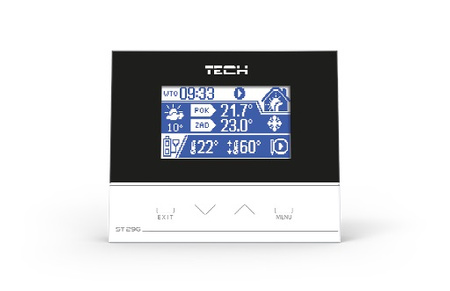 Tech regulator pokojowy przewodowy, zasilany 230V, czarny ST296BK