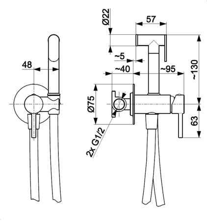 KFA bateria bidetowa podtynkowa Moza, biały mat 5039-512-44