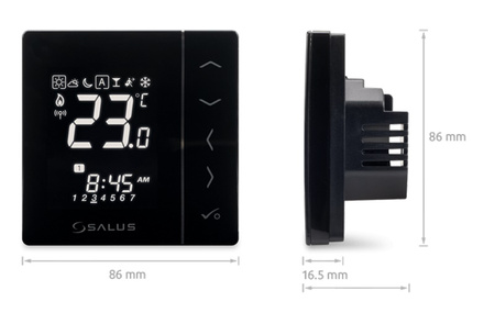 Salus bezprzewodowy, cyfrowy regulator temperatury 4w1, czarny,  podtynkowy, 230V, kompatybilny z urządzeniami serii iT600RF VS10BRF