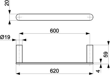 KFA wieszak łazienkowy 60 cm, miedź szczotkowana PVD 864-027-34