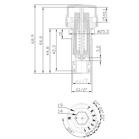 Invena wkładka zaworowa do grzejników typu V PROV 3x3,5 cm CD-43-015-G