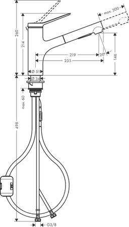 Hansgrohe bateria kuchenna stojąca 150 2jet Zesis M33, chrom 74800000