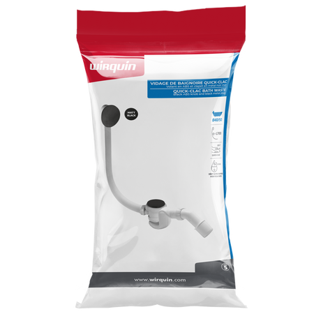 Wirquin syfon wannowy samoczyszczący quick-clac, czarny mat 30724120