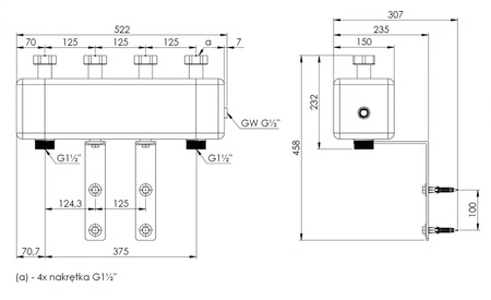 Afriso rozdzielacz ze sprzęgłem hydraulicznym KSV 125-2, do 70 kW, dla 2 obiegów 77314
