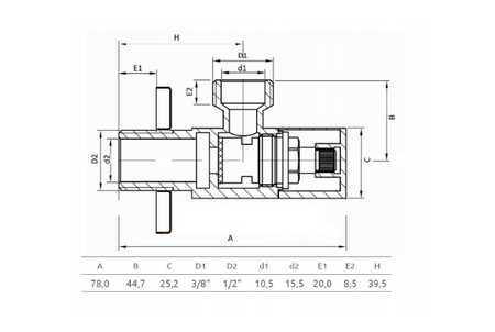 Invena zawór kątowy z głowicą ceramiczną 1/2x3/8" ZW-43-010