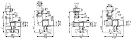 Ferro zestaw zaworów kulowych kątowych do kotła 2-funkcyjnego ZK2F1520