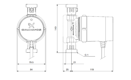Grundfos pompa COMFORT 15-14-Bx PM80 230V 50HZ - cyrkulacyjna z zaworami 97916772