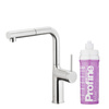KFA bateria kuchenna z funkcją filtracji wody i wyciąganą wylewką Duero Pure Move Pull-Out + zestaw fitrujący Profine Lilac S, stal nierdzewna 6623-425-22