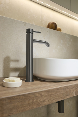 KFA bateria umywalkowa nablatowa Moza, gun metal grey PVD 5032-612-61