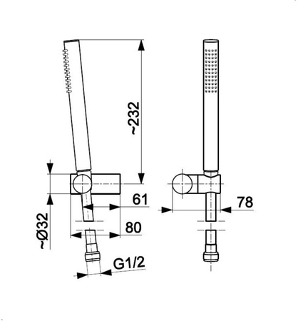 KFA natrysk punktowy, uchwyt przegubowy ścienny + wąż pvc 1500 mm Moza Premium, biały mat 841-225-44