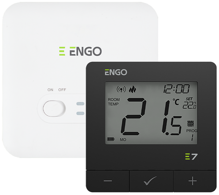 Engo regulator temperatury, programowany, bezprzewodowy, czarny E7-RFB