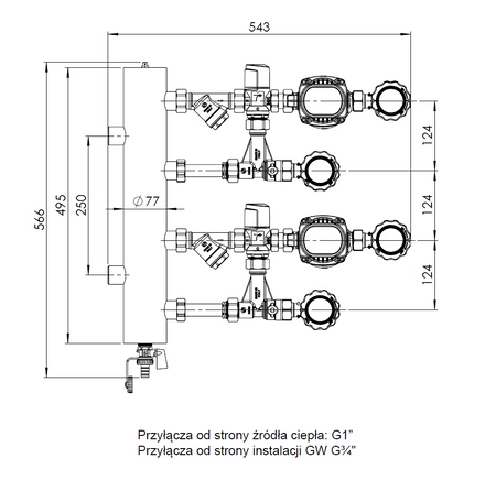 Afriso Zestaw mieszający ze sprzęgłem hydraulicznym BPS 911 AP, dwa człony z zaworem termostatycznym ATM 561, pompy AFRISO APH 160 9091120