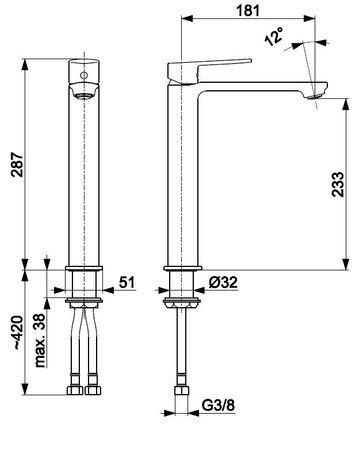 KFA bateria umywalkowa stojąca nablatowa AGAT, chrom + click clack 4422-612-00