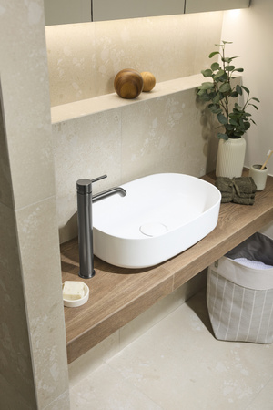 KFA bateria umywalkowa nablatowa Moza, gun metal grey PVD 5032-612-61