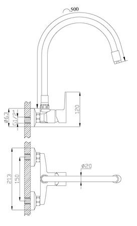 Invena bateria kuchenna ścienna Verso, czarny/złoty BC-82-E49-L