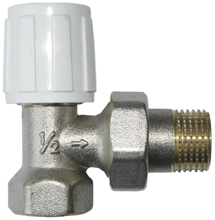 Invena zawór grzejnikowy kątowy zasilający do rur stalowych ze śrubunkiem 1/2" CZ-50-K15-W
